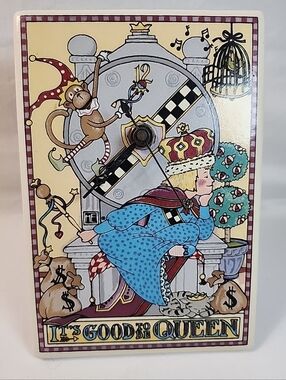 Vtg Mary Engelbreit Clock It's Good To Be Queen Ceramic Tile Wall Hang Or Stand